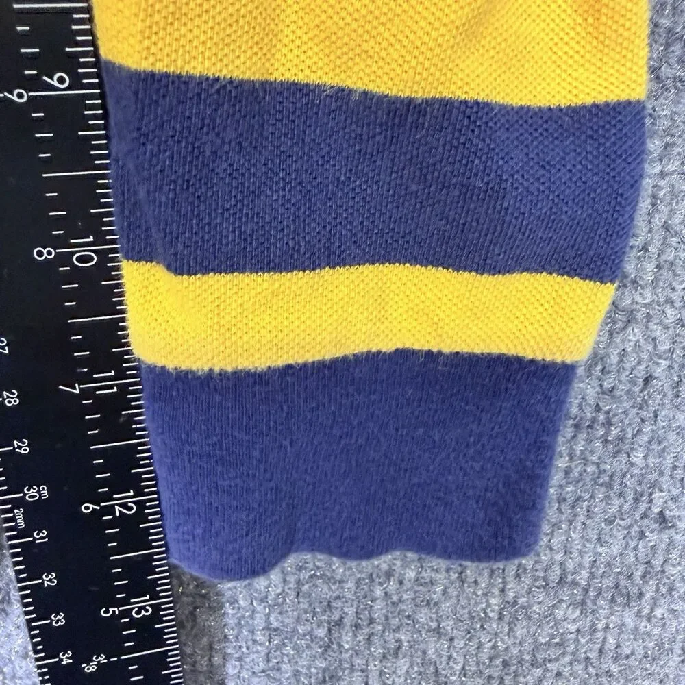 Vintage Polo Ralph Lauren Boys Size 6 Blue Yellow Striped Long Sleeve Polo Shirt